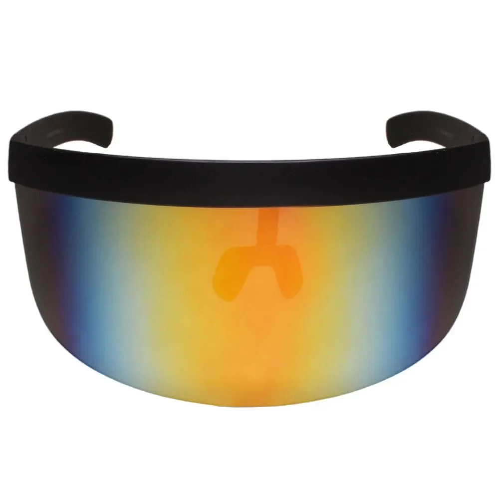 Futuristic Exaggerated Oversized Mono Mirrored Lens Visor Shield Sunglasses